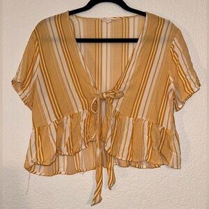 Striped Front Tie Crop Top